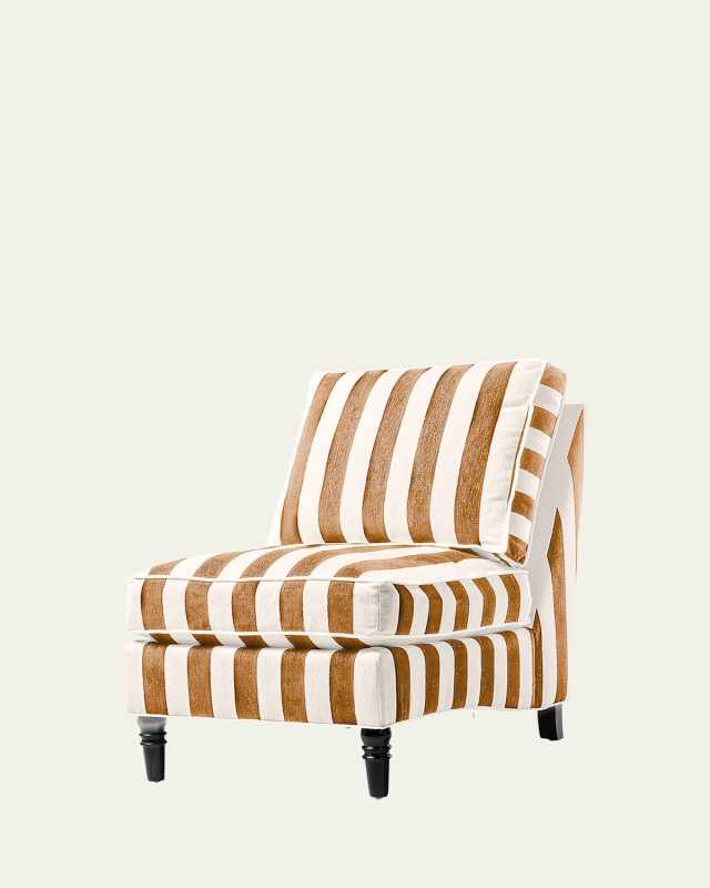 Marquee Brown Stripe Chenille Armless Chair